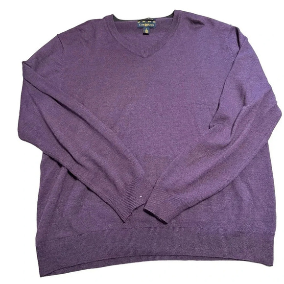 Club Room men's large purple Italian spun yarn knit V-neck sweater - Picture 1 of 3